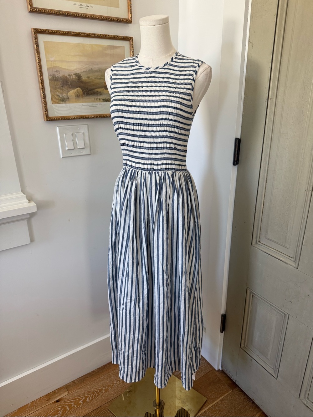 NWT Commense 100% Cotton Striped Midi Dress - Picture 4 of 10